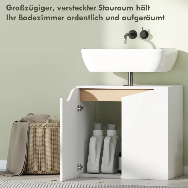 Mobile sottolavabo bianco per bagno con porte soft-close 60x35x57,9 cm