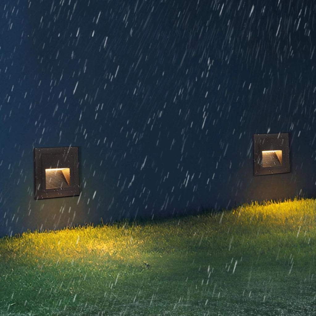 Set da 4 luci LED per scale, 3 W, 3000 K, bianco caldo, lampada da incasso, nero
