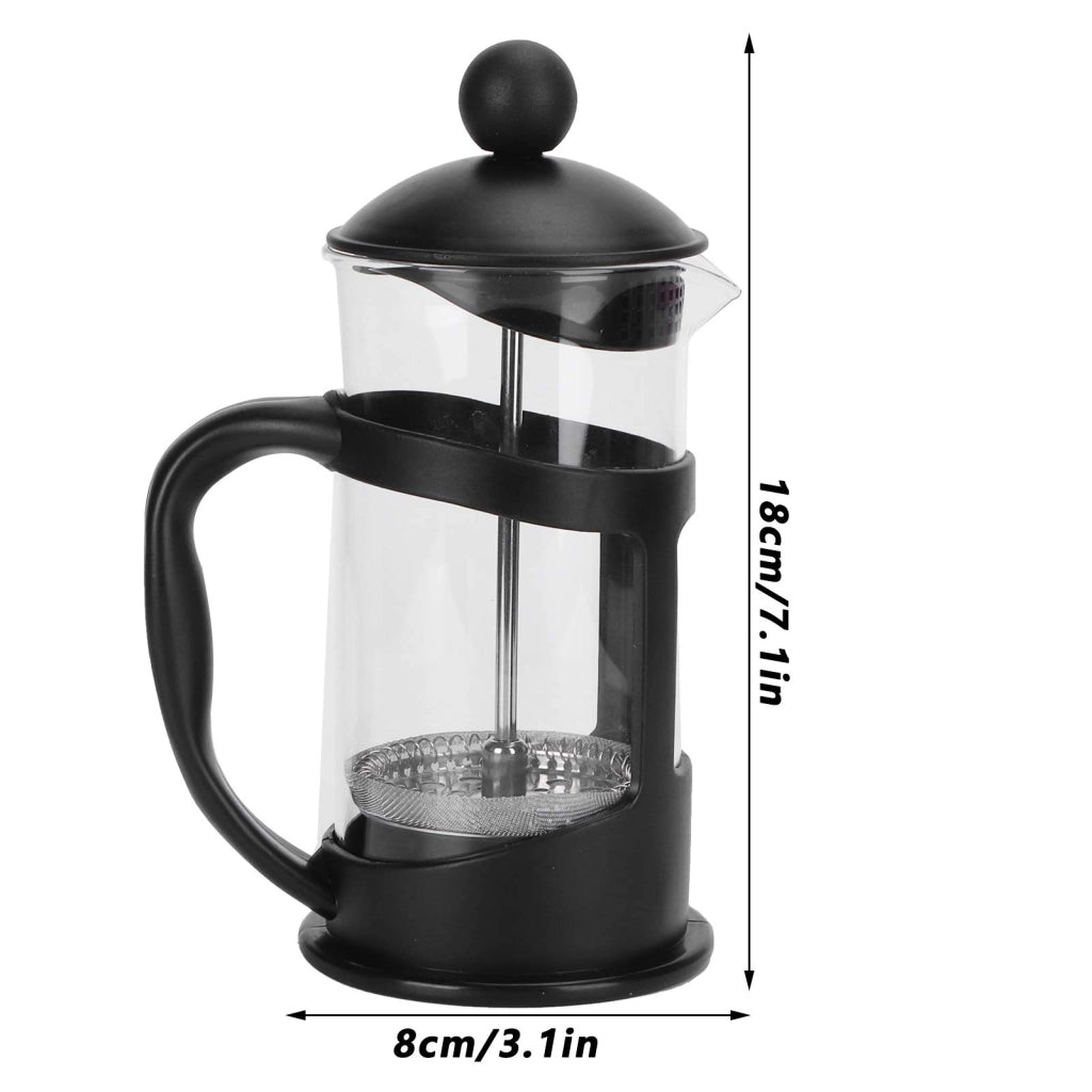 Macchina per preparare caffè e tè con filtro a stantuffo, capacità 350 ml, colore nero