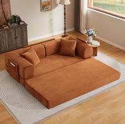 Divano letto pieghevole in velluto a coste terracotta