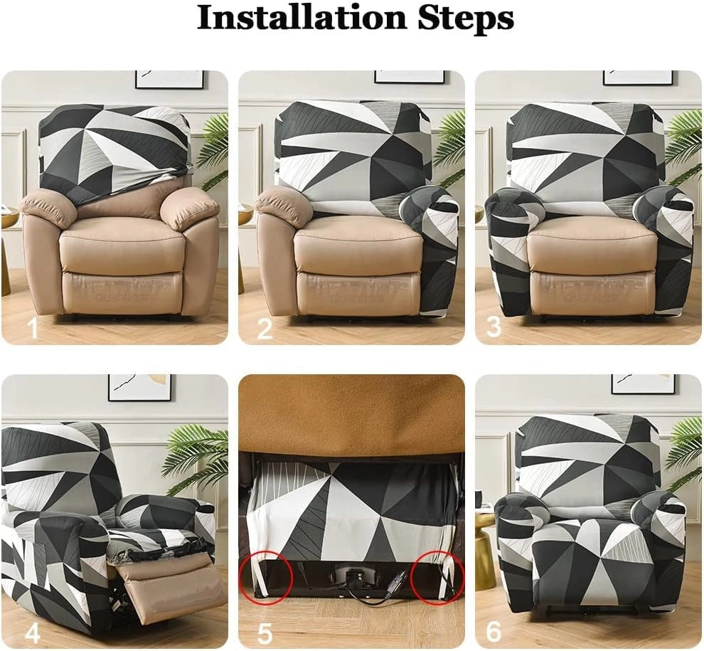 Set di 4 copripoltrona elasticizzati con motivo mandala e tasche laterali