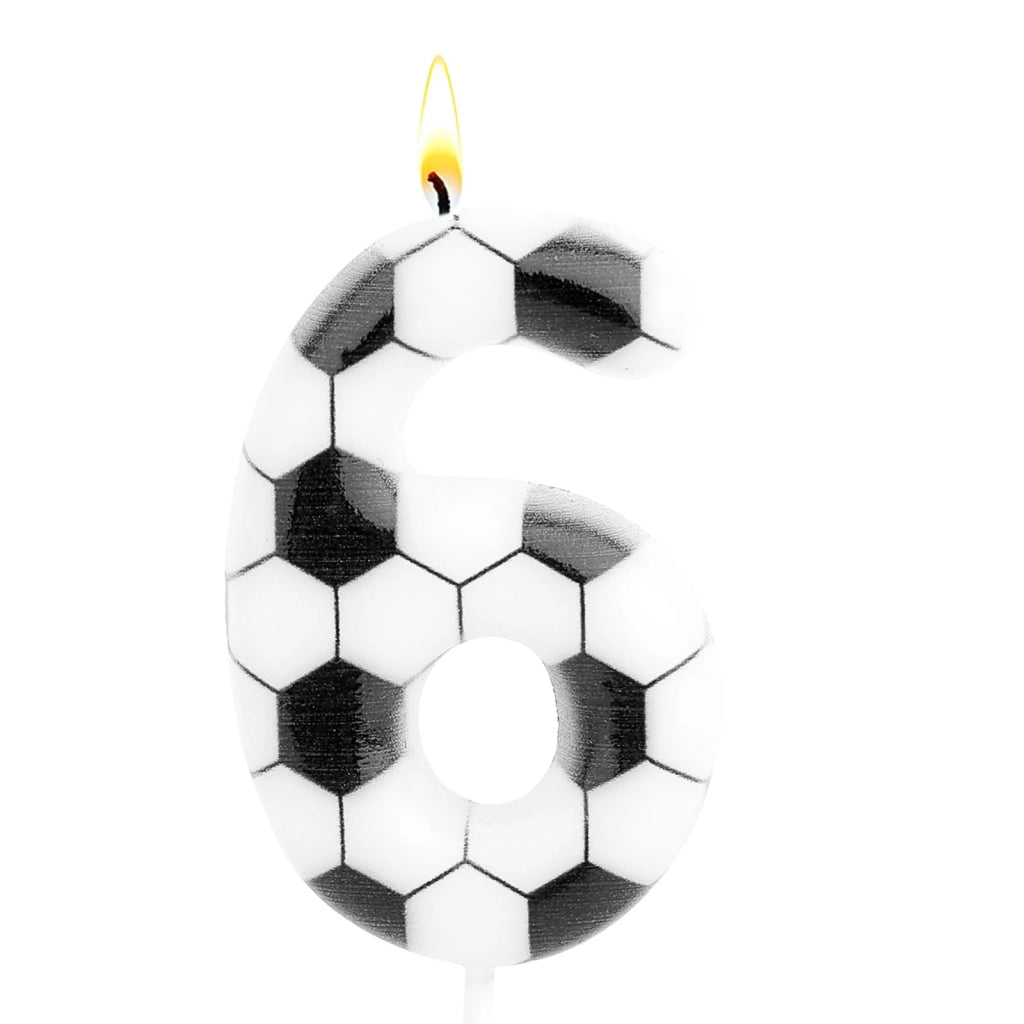 Candela a forma di numero 6, alta 11 cm, per torte a tema calcistico