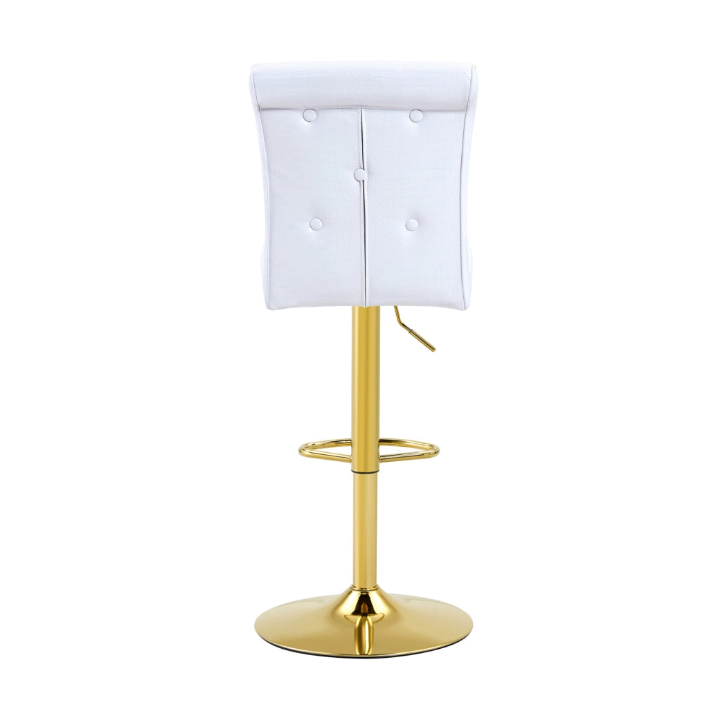 Set di 2 sgabelli da bar regolabili bianchi in PVC con schienale effetto coccodrillo