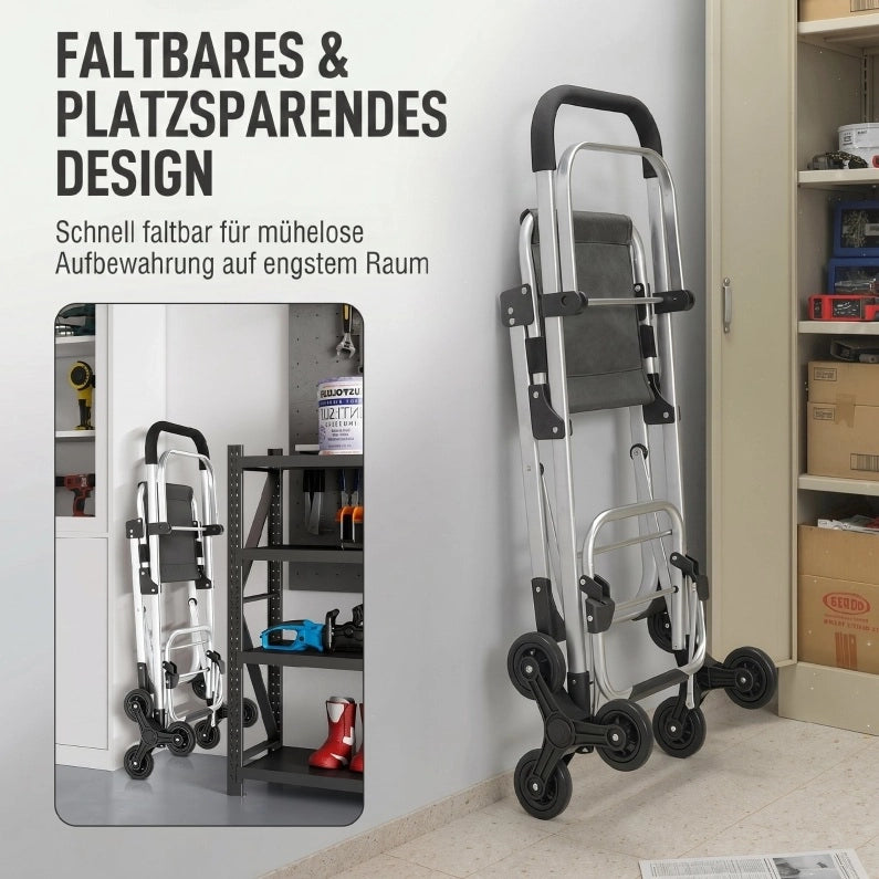 Carrello spesa 40 L grigio scuro con seduta e ruote per scale
