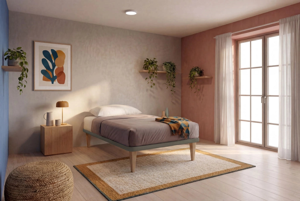 Letto 1 Piazza e Mezza con Rete Rivestita 120x190 cm Similpelle Cappuccino Tessis