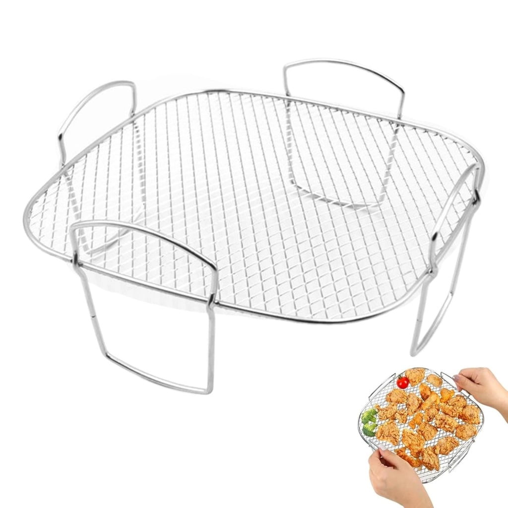 Griglia per friggitrice ad aria, in acciaio inossidabile, dimensioni 20,5x20,5x9 cm