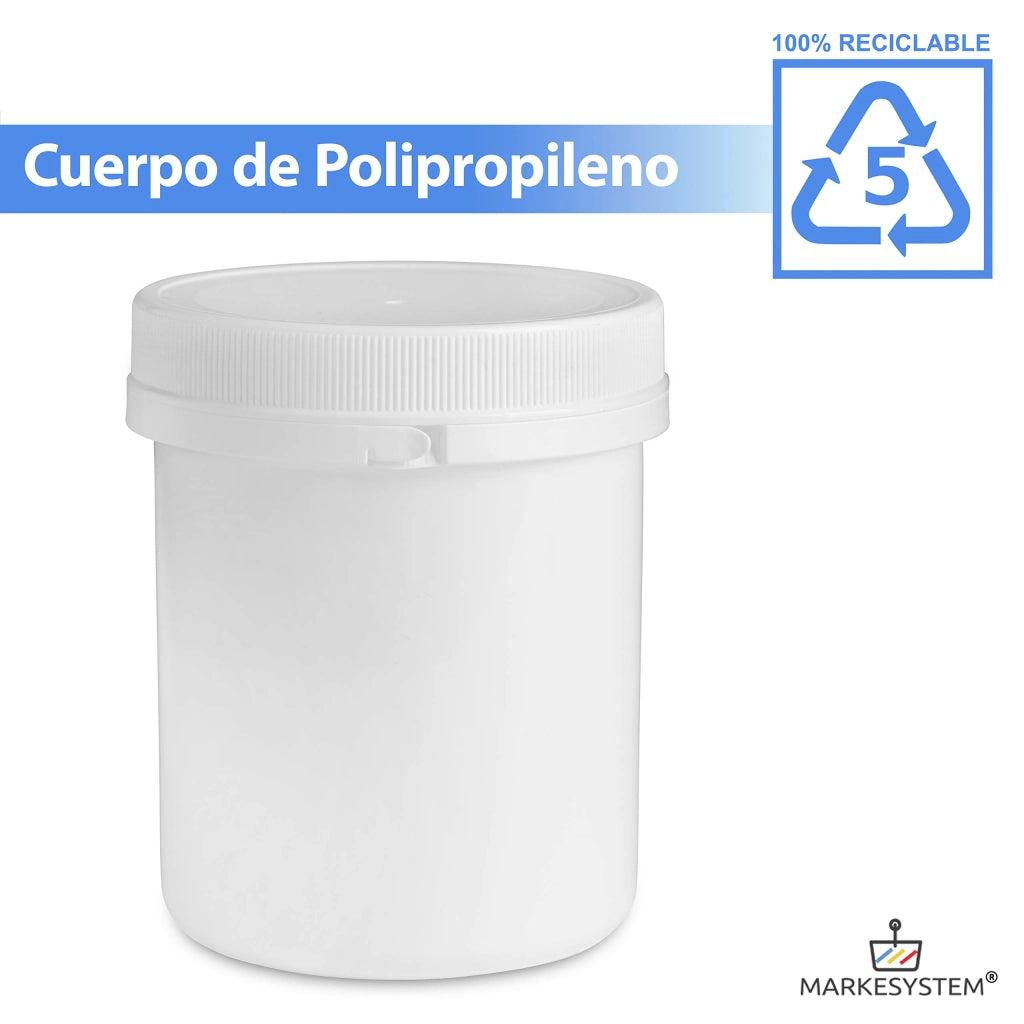 5 contenitori in plastica da 500 ml con coperchio a vite + set di etichette