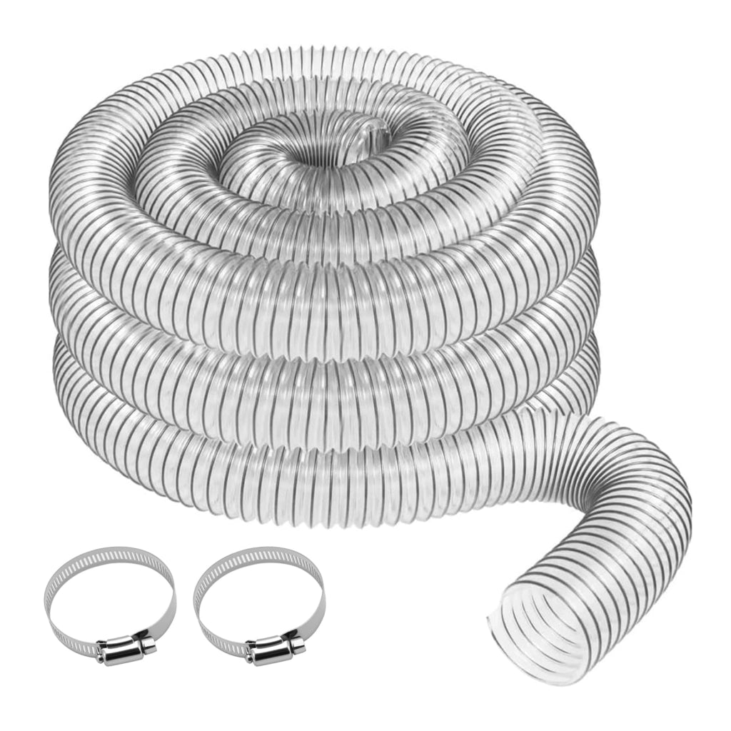 Tubo di aspirazione per polvere in PVC, diametro 50 mm, lunghezza 5 metri, trasparente, per aspirapolvere