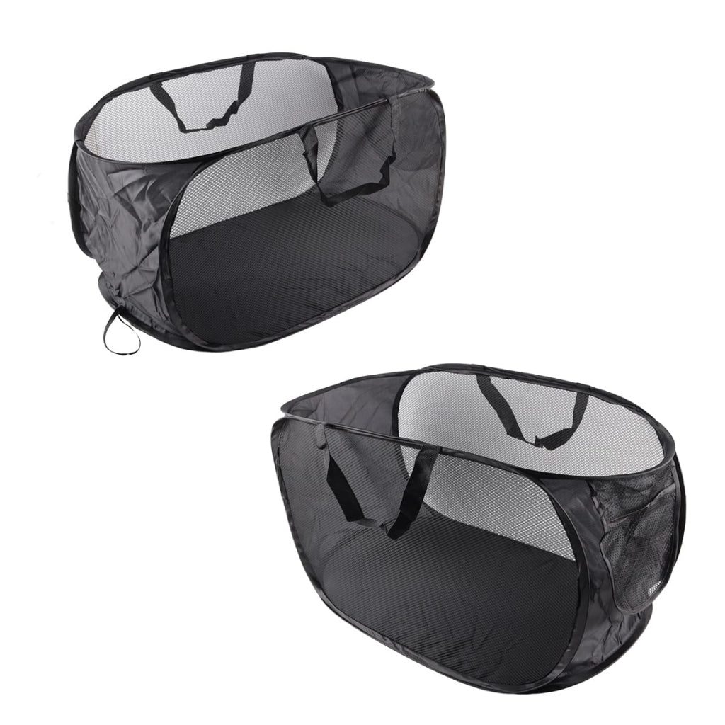 Cesto portabiancheria pieghevole in rete, dimensioni 58x36x36 cm, con maniglie e tasca laterale