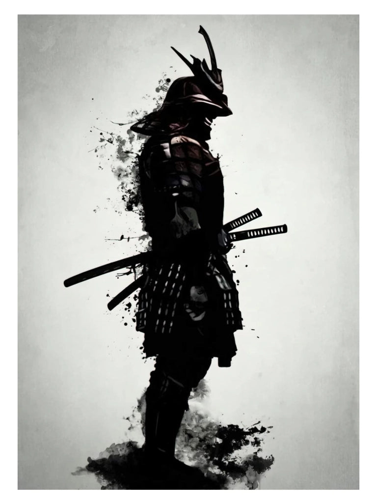 Set di 3 poster su tela a tema samurai, dimensioni 60x90 cm, senza cornice