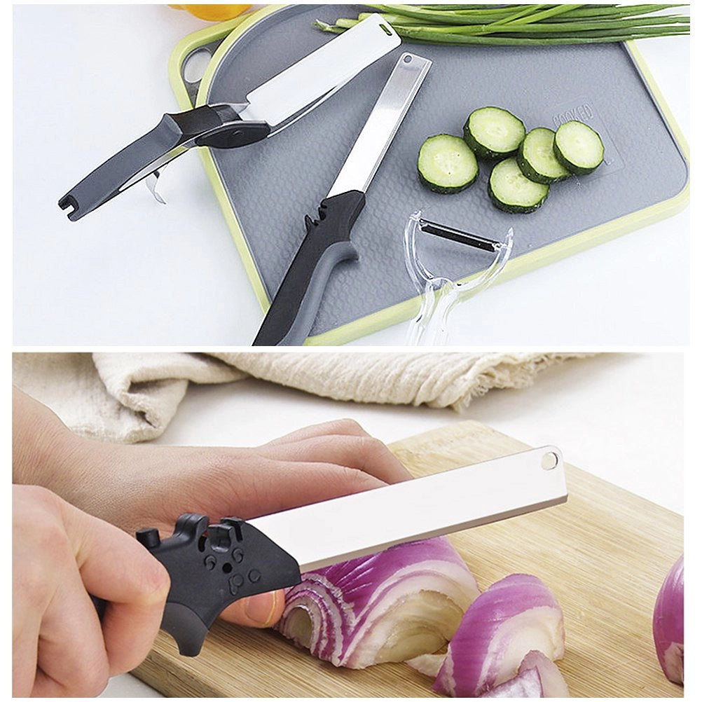Tagliapane per verdure 2-in-1, in acciaio inossidabile, 24,5 cm, con mini tagliere