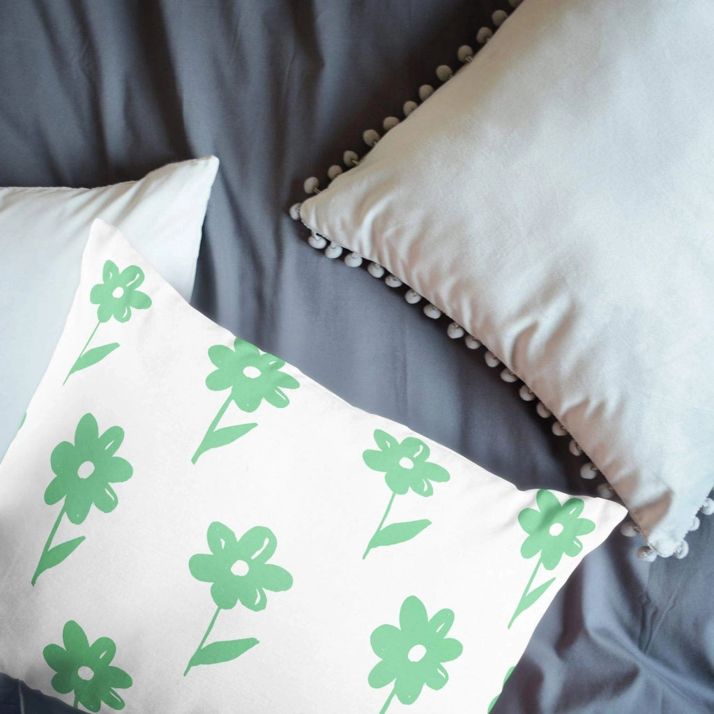 Custodia decorativa per cuscino, 45x60 cm, verde petrolio e bianco, misto cotone-poliestere