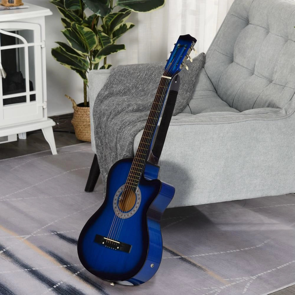 Kit chitarra elettrica con accessori borsa tracolla corde plettri e cavo 96,5x35,8x8,5cm blu e nero per principianti