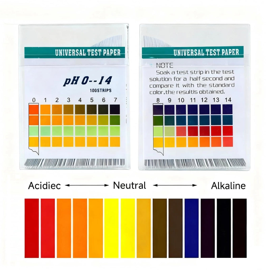 Strisce per test del pH, 100 pezzi, intervallo di misurazione 0-14, universali