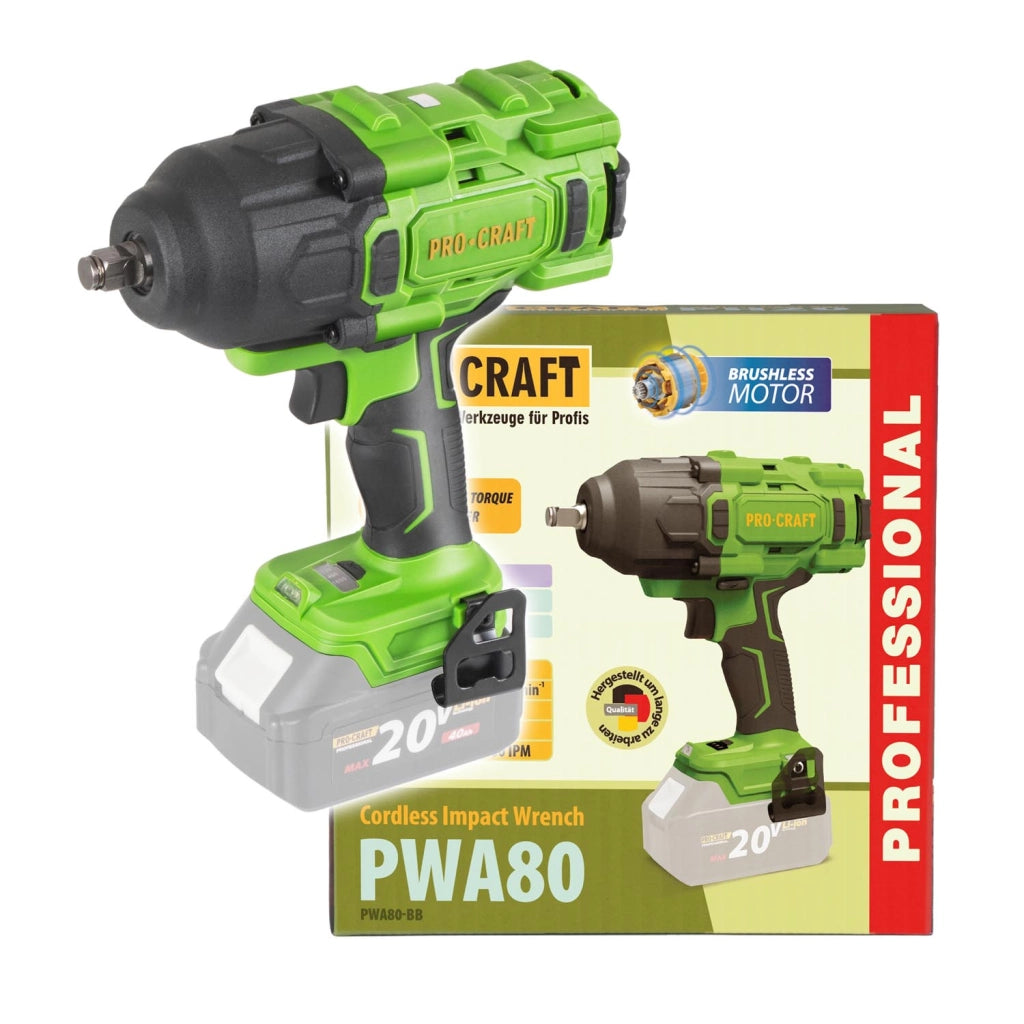 Avvitatore a massa battente a batteria Procraft PWA80, 20 V, 1600 Nm (senza batteria e caricabatterie)