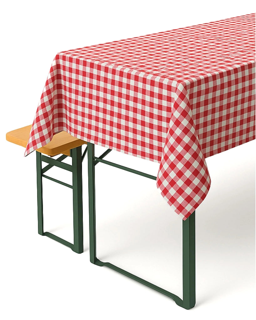 Tovaglia, dimensioni 40x140 cm, a quadretti rossi e bianchi, 100% cotone