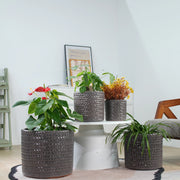 Vaso in ceramica grigio lucido Ø 24,5 cm con rilievo e foro di drenaggio