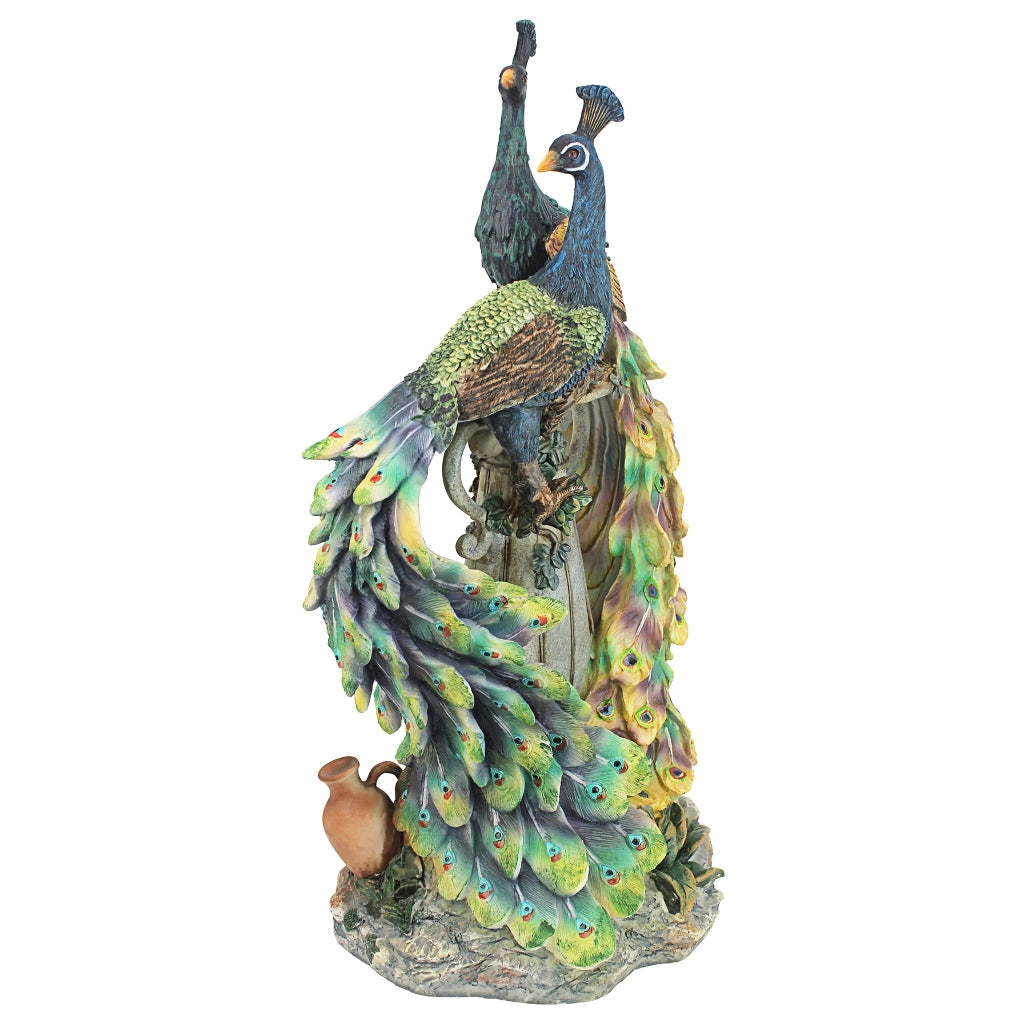 Decorazioni a forma di pavoni, "Paradiso", 48 cm, resina, dipinte a mano