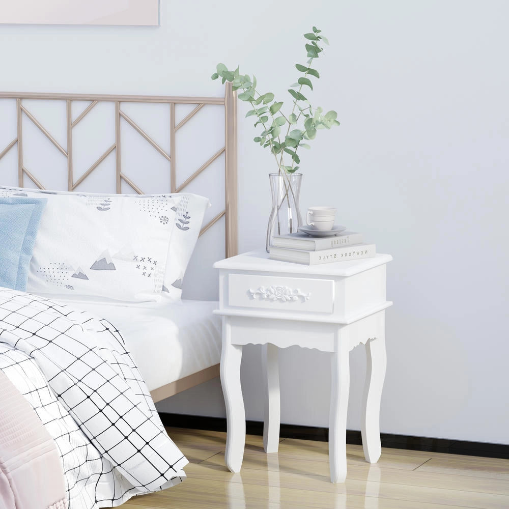 Comodino Tavolino Moderno in Legno con Cassetto, Mobiletto Multiuso Salvaspazio Robusto per Camera da Letto e Salotto