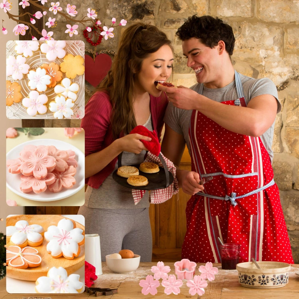 Set di stampini per biscotti a forma di fiori di ciliegio, ideali per la preparazione di dolci