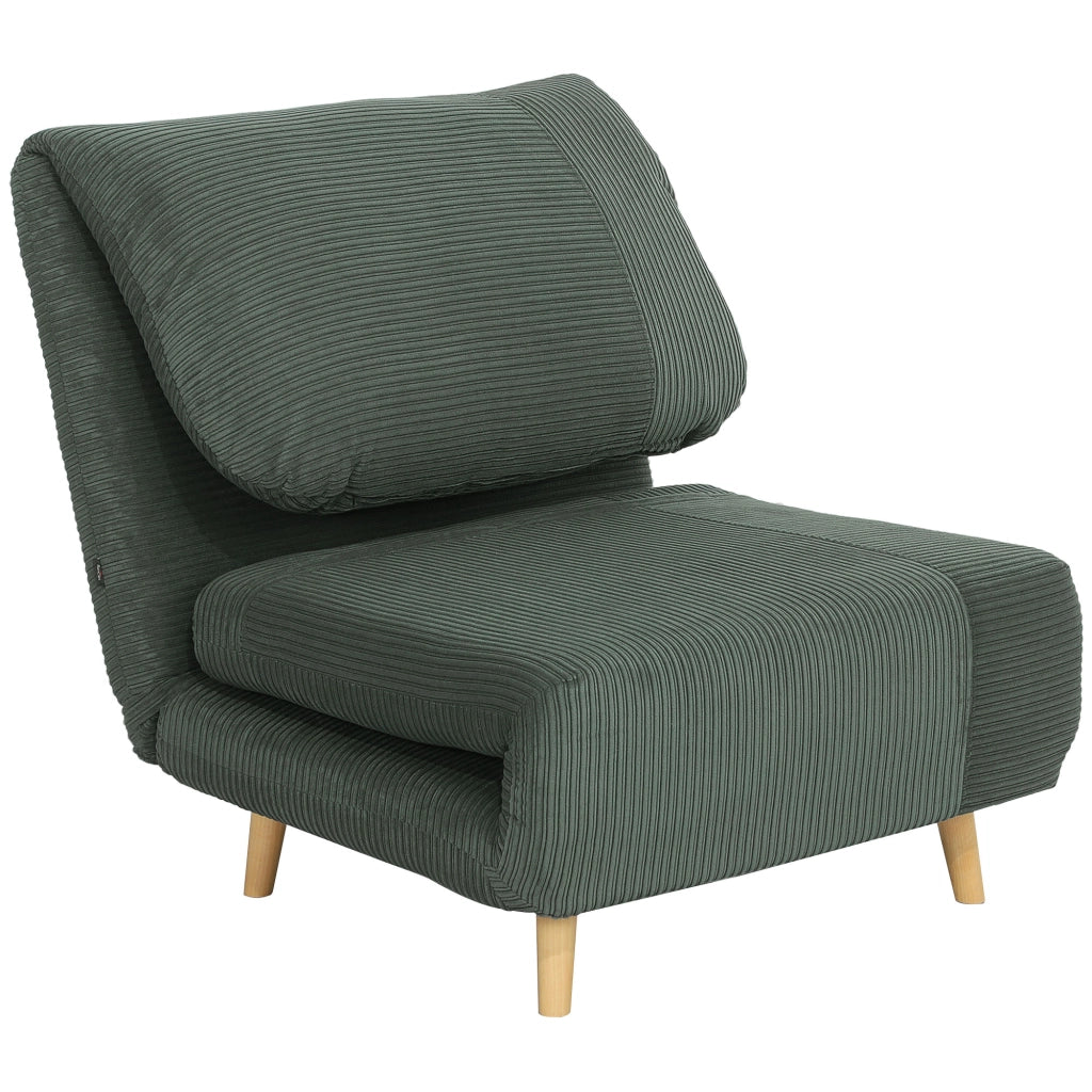 Poltrona letto pieghevole con schienale regolabile a 3 posizioni in poliestere verde 83 × 89 × 82 cm