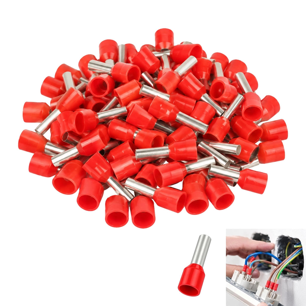 Guaine terminali isolate, sezione 10 mm², confezione da 150 pezzi, diametro 12 mm, colore rosso, materiale: rame