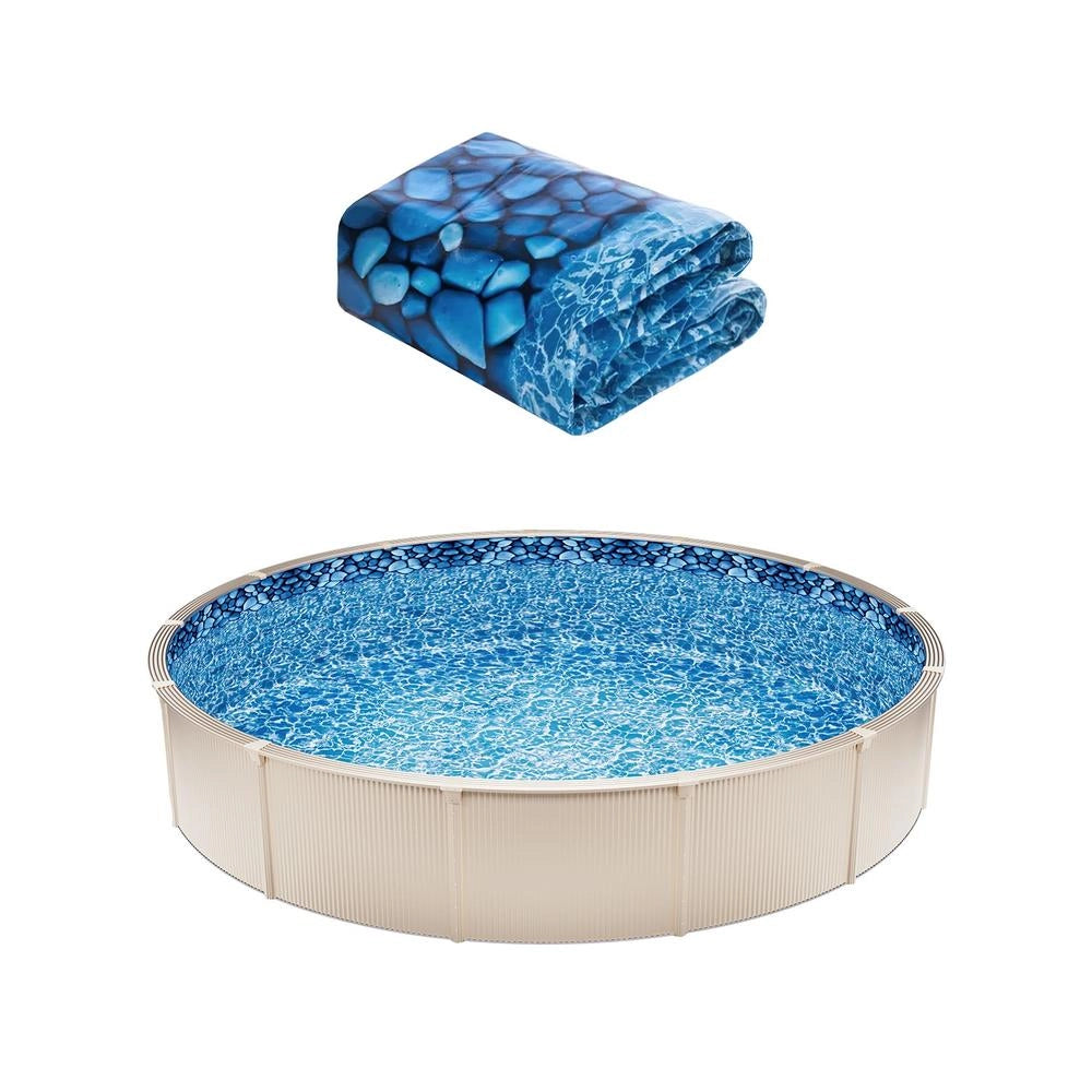 Rivestimento per Piscina Fuori Terra Rotonda Diametro 21 Piedi Altezza 52 Pollici in Vinile Resistente e Durevole Stile Duobead