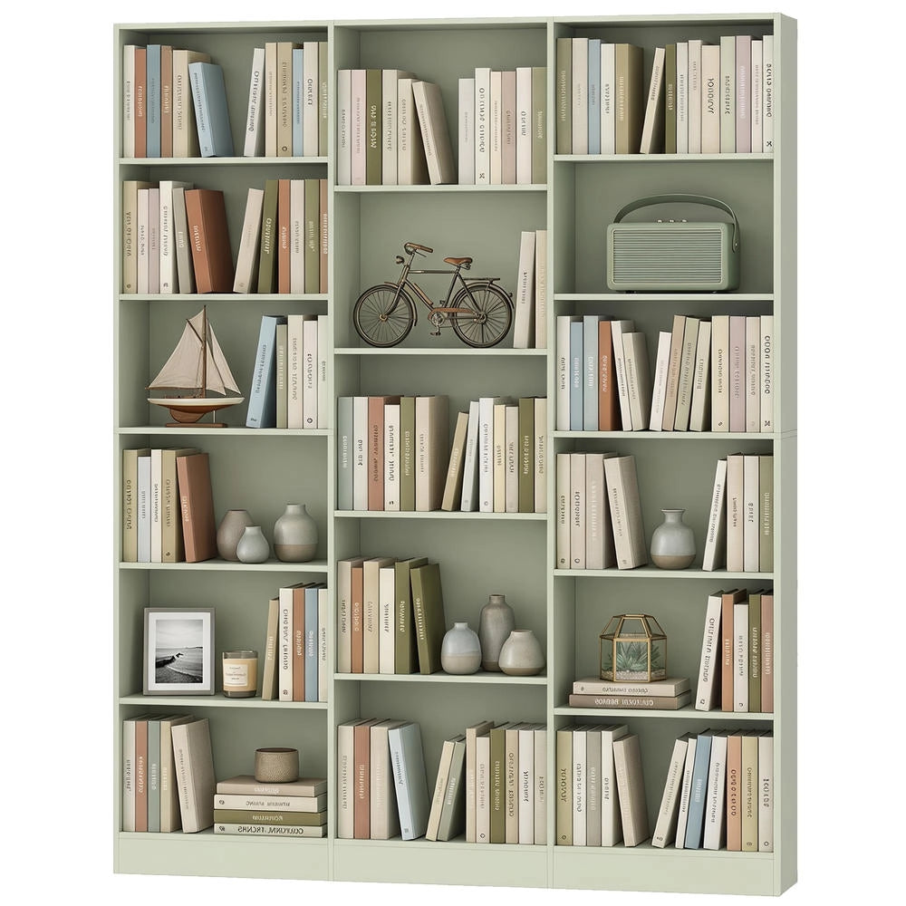 Libreria a 6 Livelli con 17 Scomparti Verde, Mobile Scaffale Salvaspazio con Ripiani Regolabili per Casa e Studio, 149 x 23,6 x 188 cm