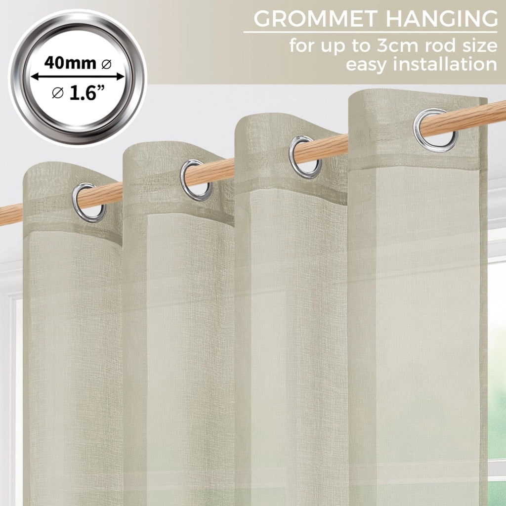 Tende trasparenti con occhielli, semitrasparenti, 140x137 cm, beige, confezione da 2 pezzi