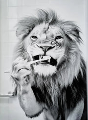 Poster da parete con leone e spazzolino, 40x30 cm, senza cornice