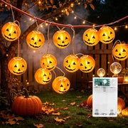 Catena luminosa a tema Halloween, con 20 luci a LED a forma di zucca, lunghezza 6 metri, alimentazione a batteria