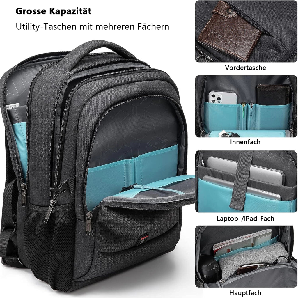 Zaino porta PC da viaggio con porta USB, tasche organizzate e fascia per trolley
