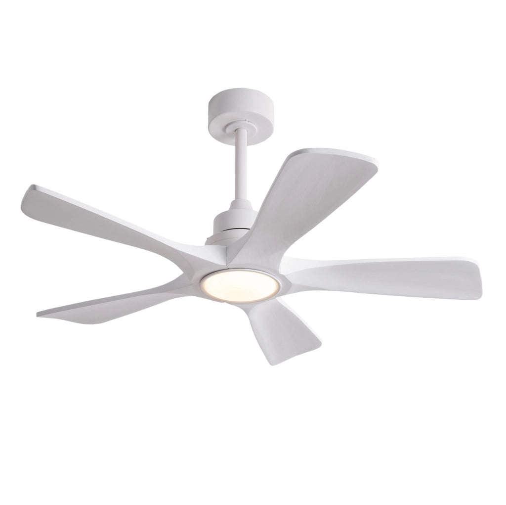 Ventilatore da soffitto bianco con luce e telecomando, 6 velocità