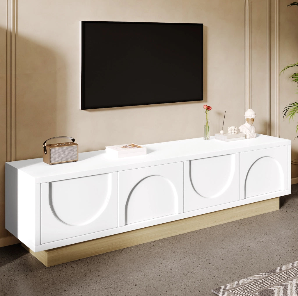 Mobile TV 175 x 40 x 41,5 cm bianco e legno MDF, design curvo, ampio spazio