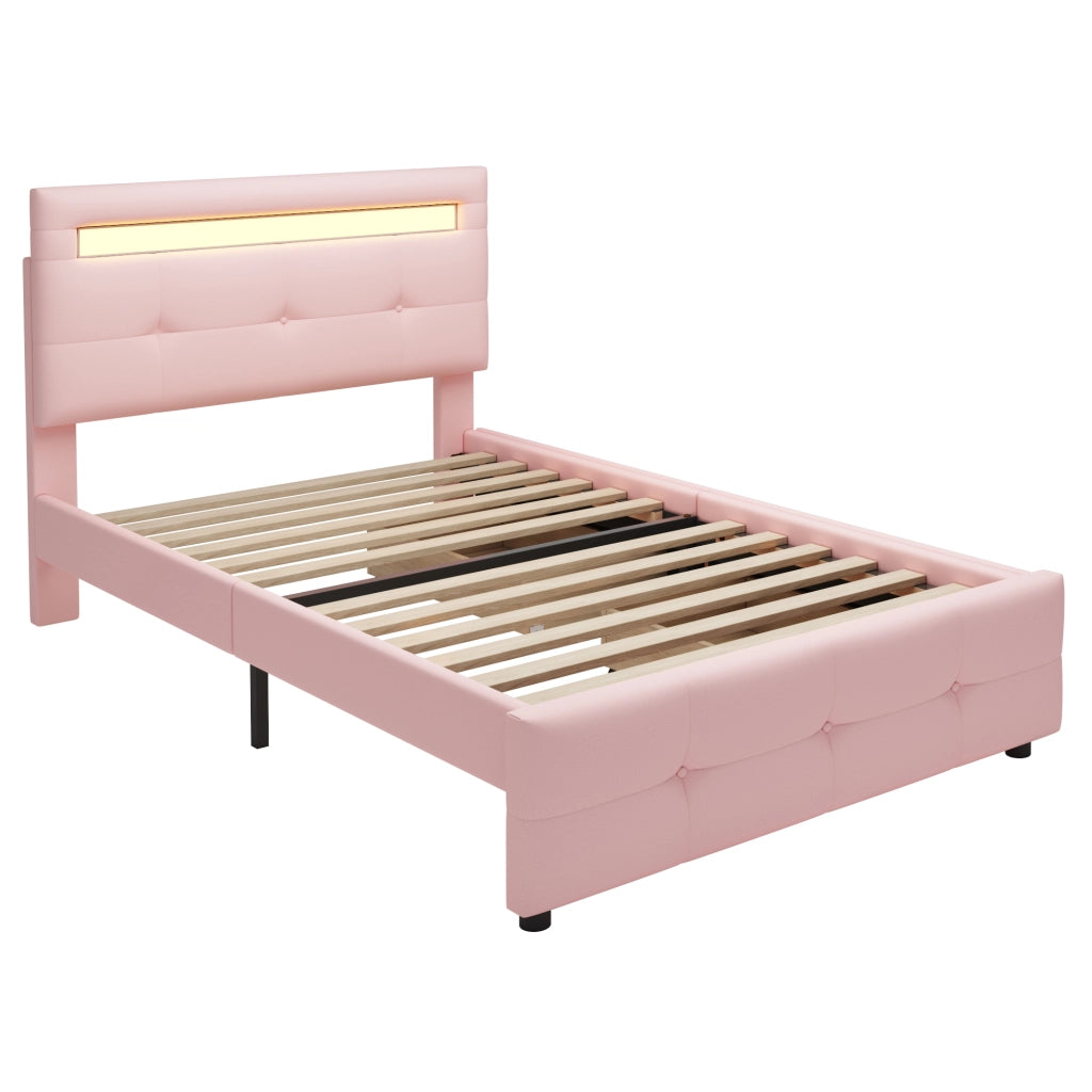Letto singolo imbottito 90x200 cm rosa