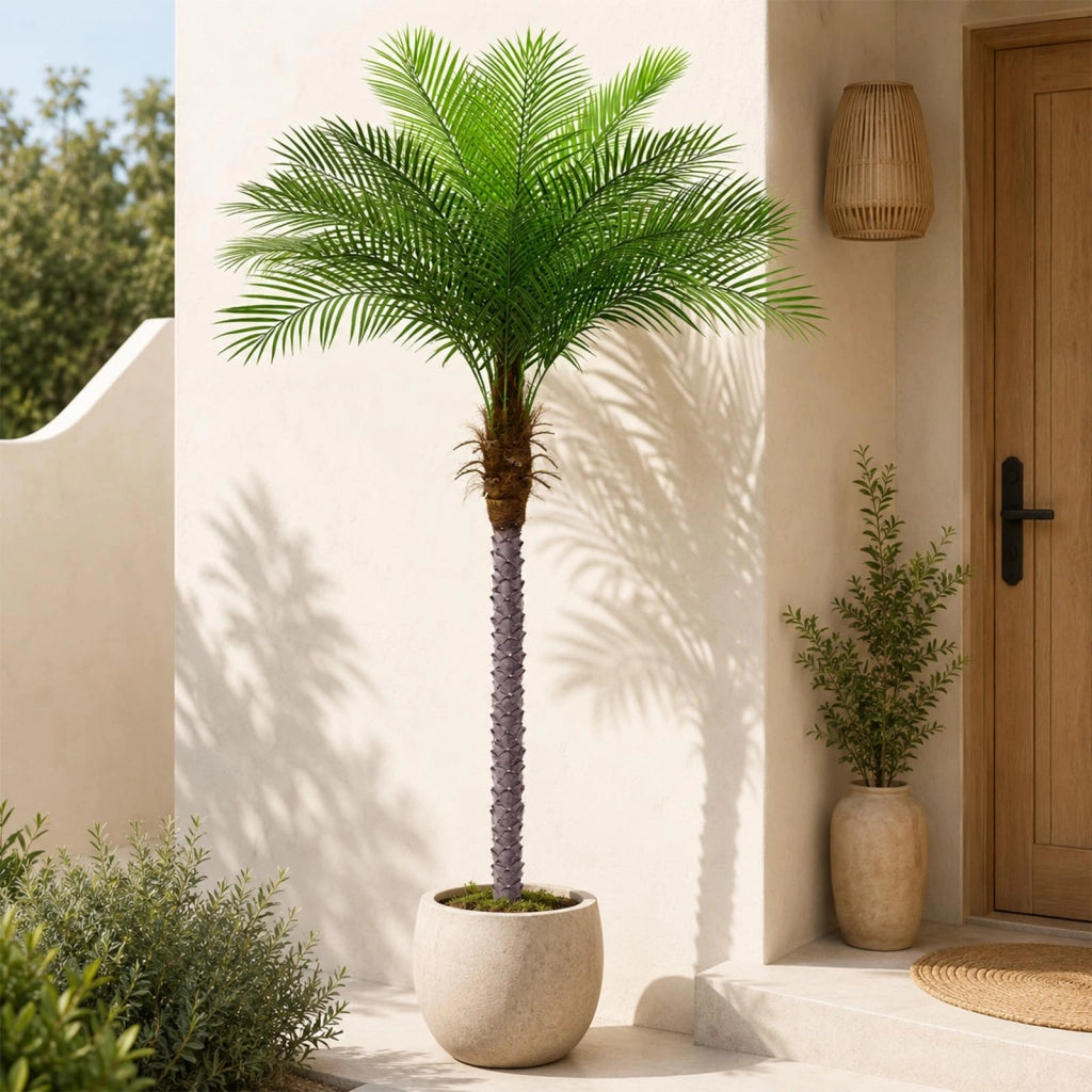 Palma di Phoenix artificiale, altezza 2,1 metri, set da 2, colore verde, materiale: plastica
