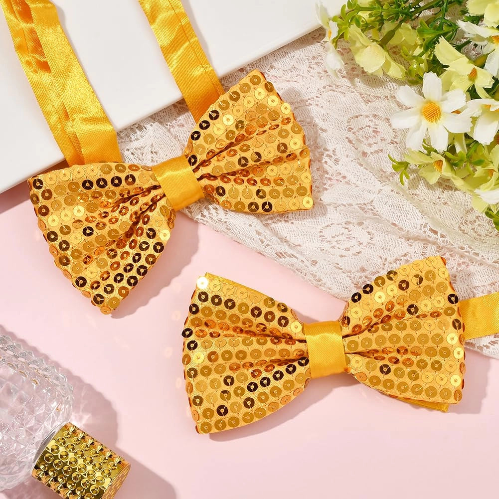 Set da 2 farfalle da uomo dorate, regolabili, in poliestere, ideali per matrimoni