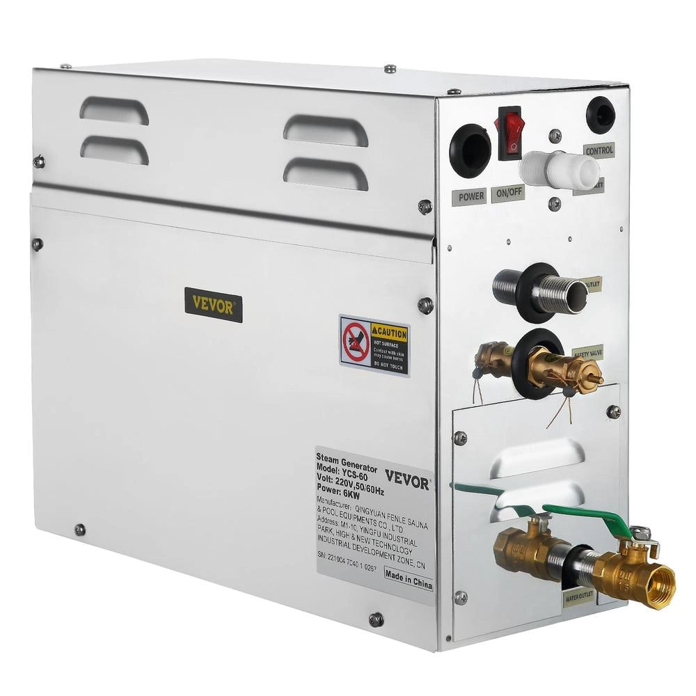 Generatore di vapore 6KW 6000W per doccia sauna bagno, modello VV-SG-6KW in acciaio inox 304, compatto e pratico