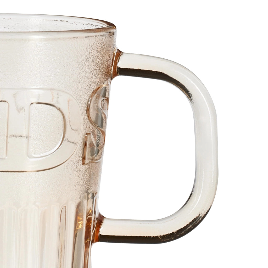 4 bicchieri da bevanda con manico, capacità 450 ml, color marrone chiaro, con coperchio e cannuccia