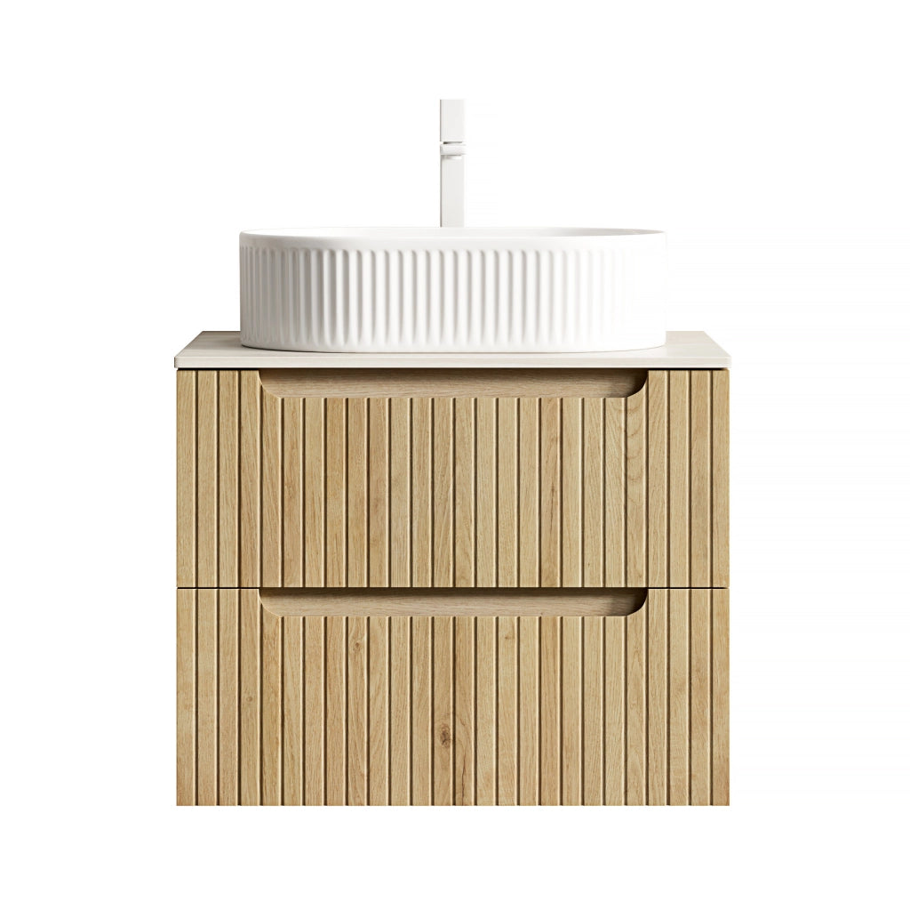 Mobile lavabo sospeso 60 x 46 x 62,2 cm bianco legno chiaro, 2 cassetti, preassemblato