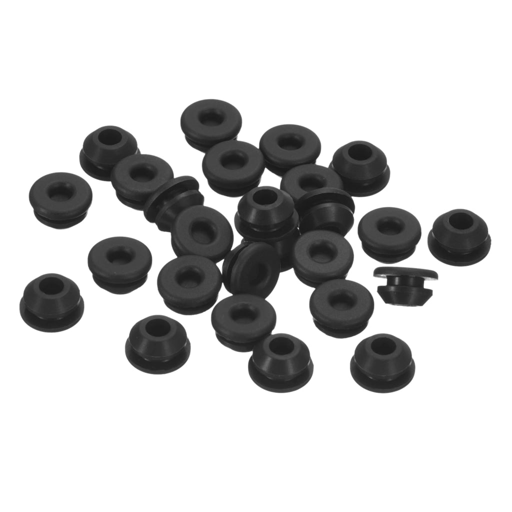 Tappi in silicone per fori da 6,5 a 7 mm, colore nero, confezione da 25 pezzi