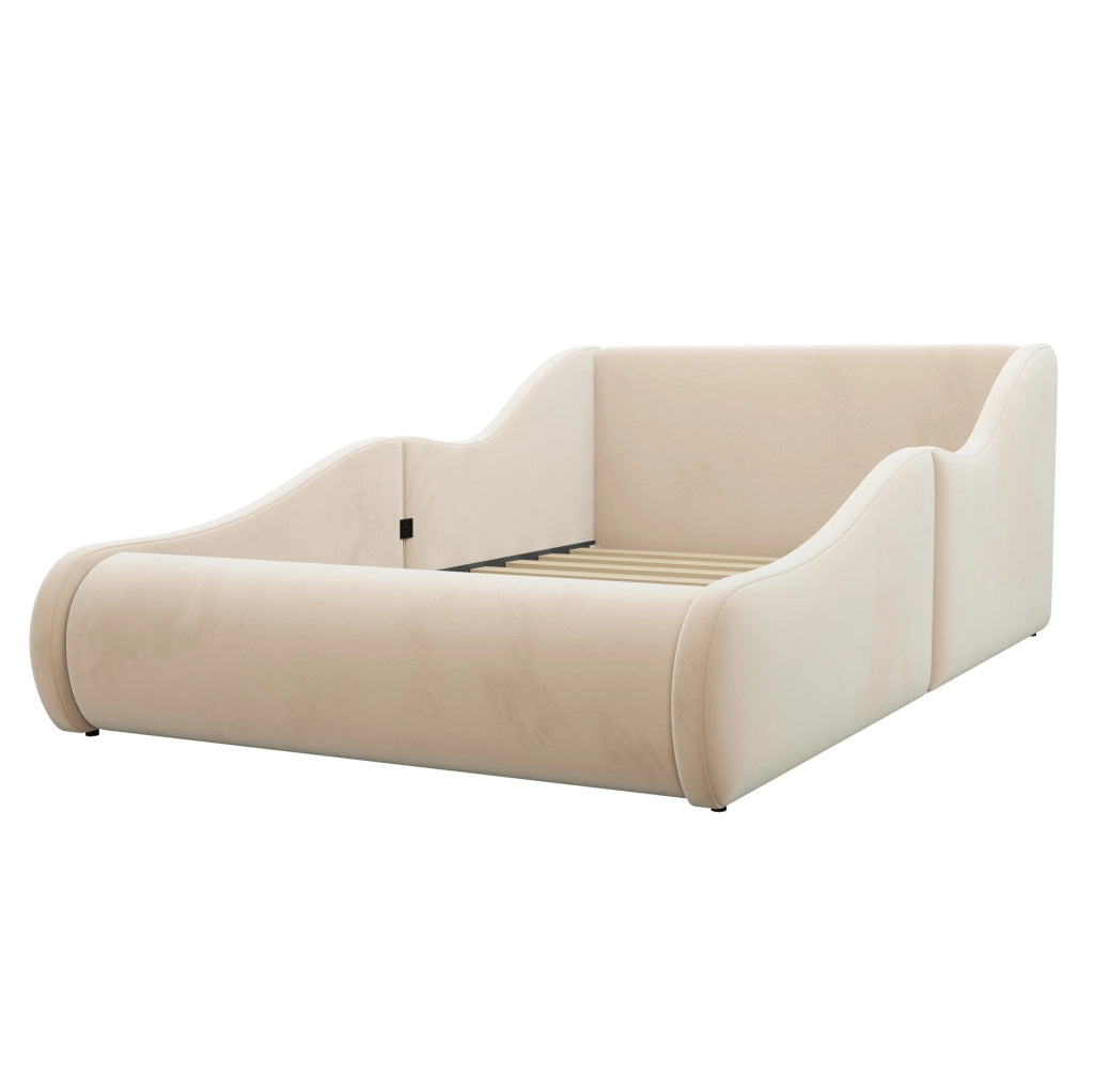 Letto singolo imbottito per bambini 90x200 cm beige