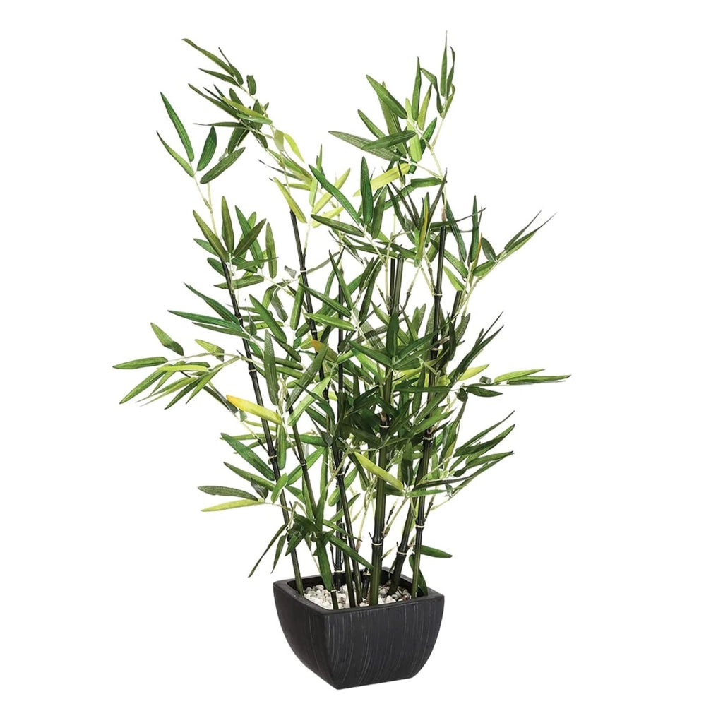 Bambù artificiale in vaso, altezza 70 cm, colore verde, resistente agli agenti atmosferici