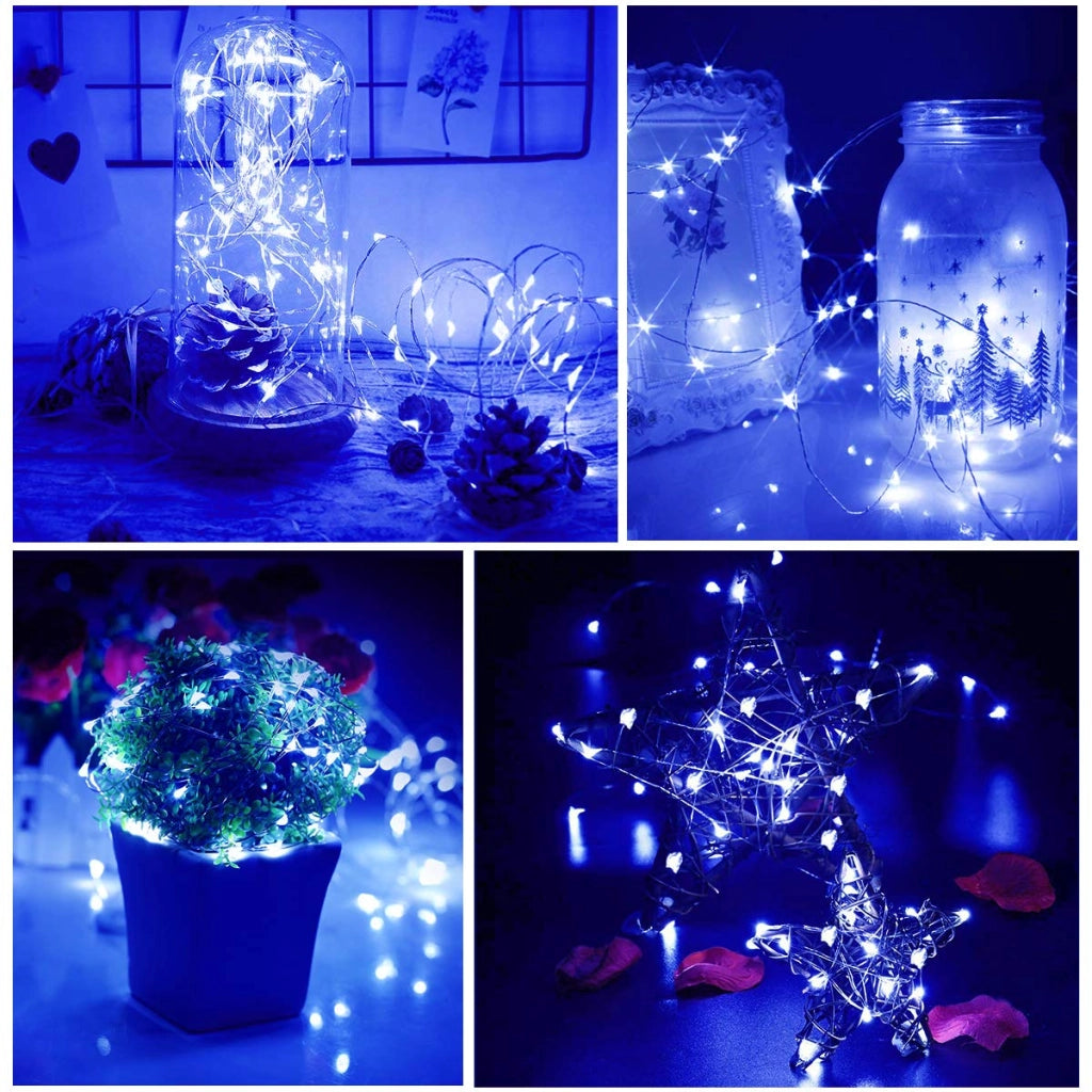 Catena luminosa da 3 metri, con 30 LED, alimentata a batteria, colore blu