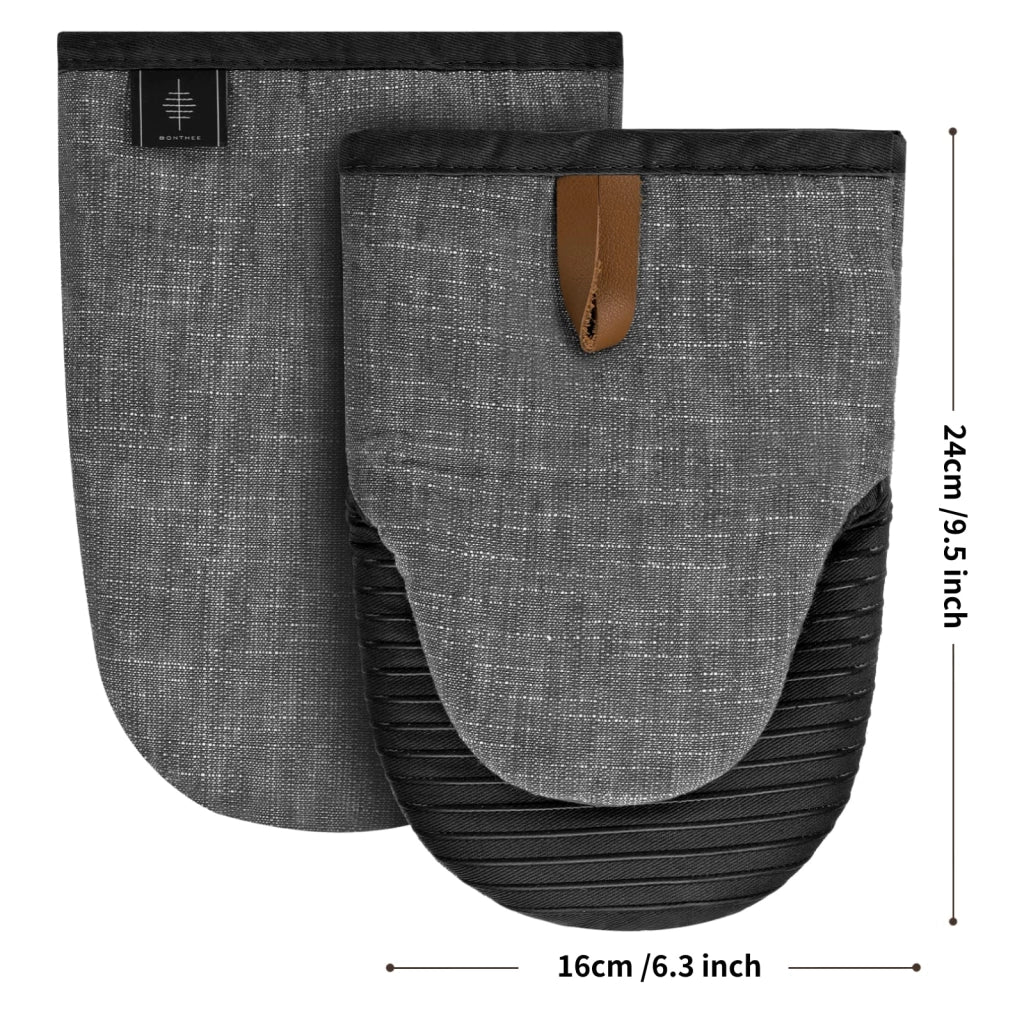 Guanti da forno in cotone con silicone, confezione da 2, colore grigio