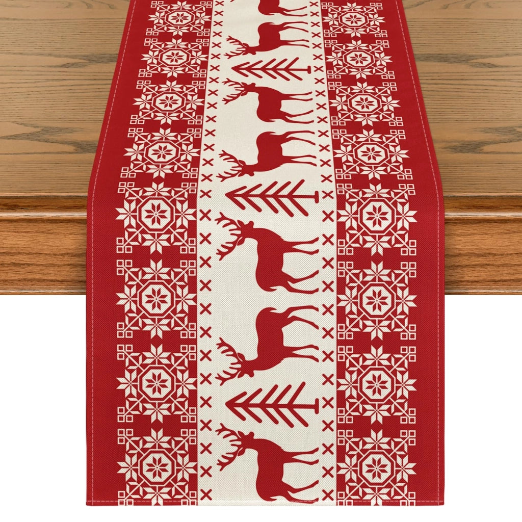 Centrotavola con motivo renna, 40x140 cm, decorazione natalizia