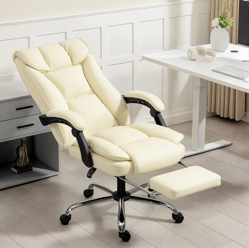 Sedia da ufficio ergonomica 66x72x121 cm in similpelle beige e nera