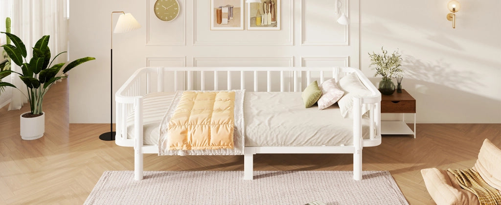 Letto divano in metallo bianco per materasso 90 x 200 cm