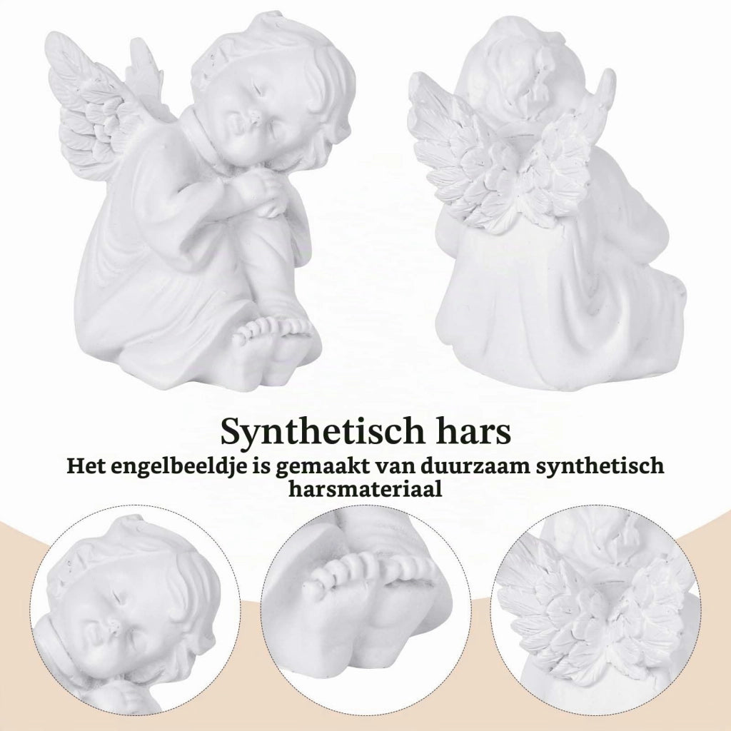 Angelo custode dormiente in resina, 5,5 x 6 cm, bianco