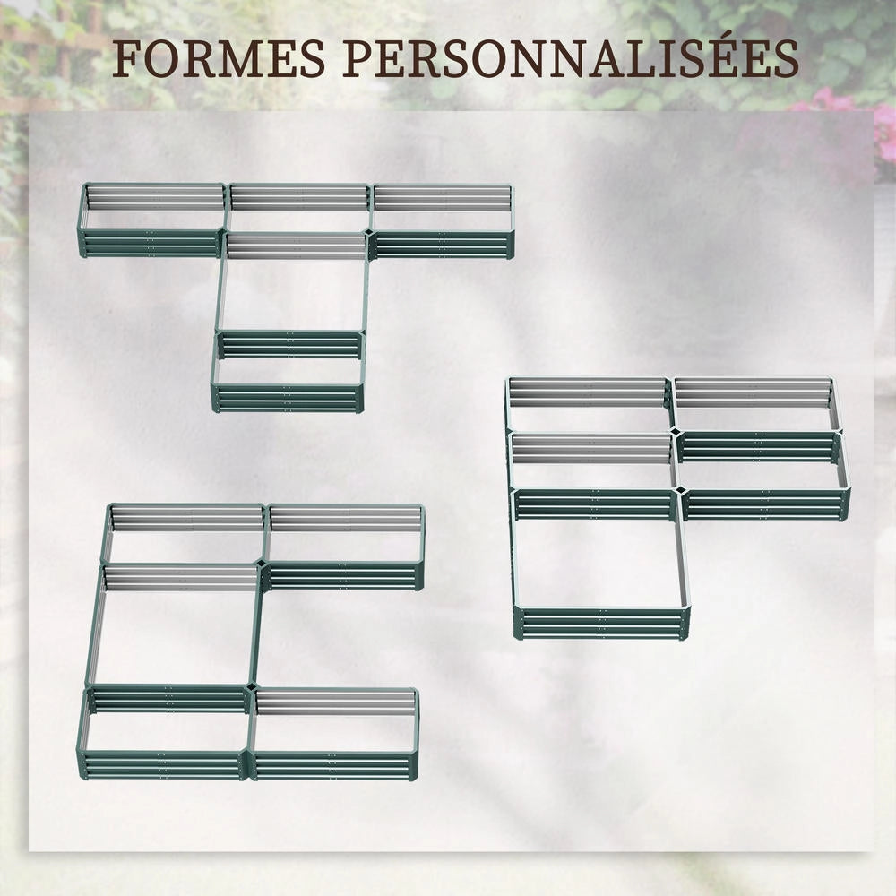 Set da 5 Fioriere da Giardino e Orto Rialzato in Acciaio Verde Modulabile e Robusto per Piante Fiori e Verdure